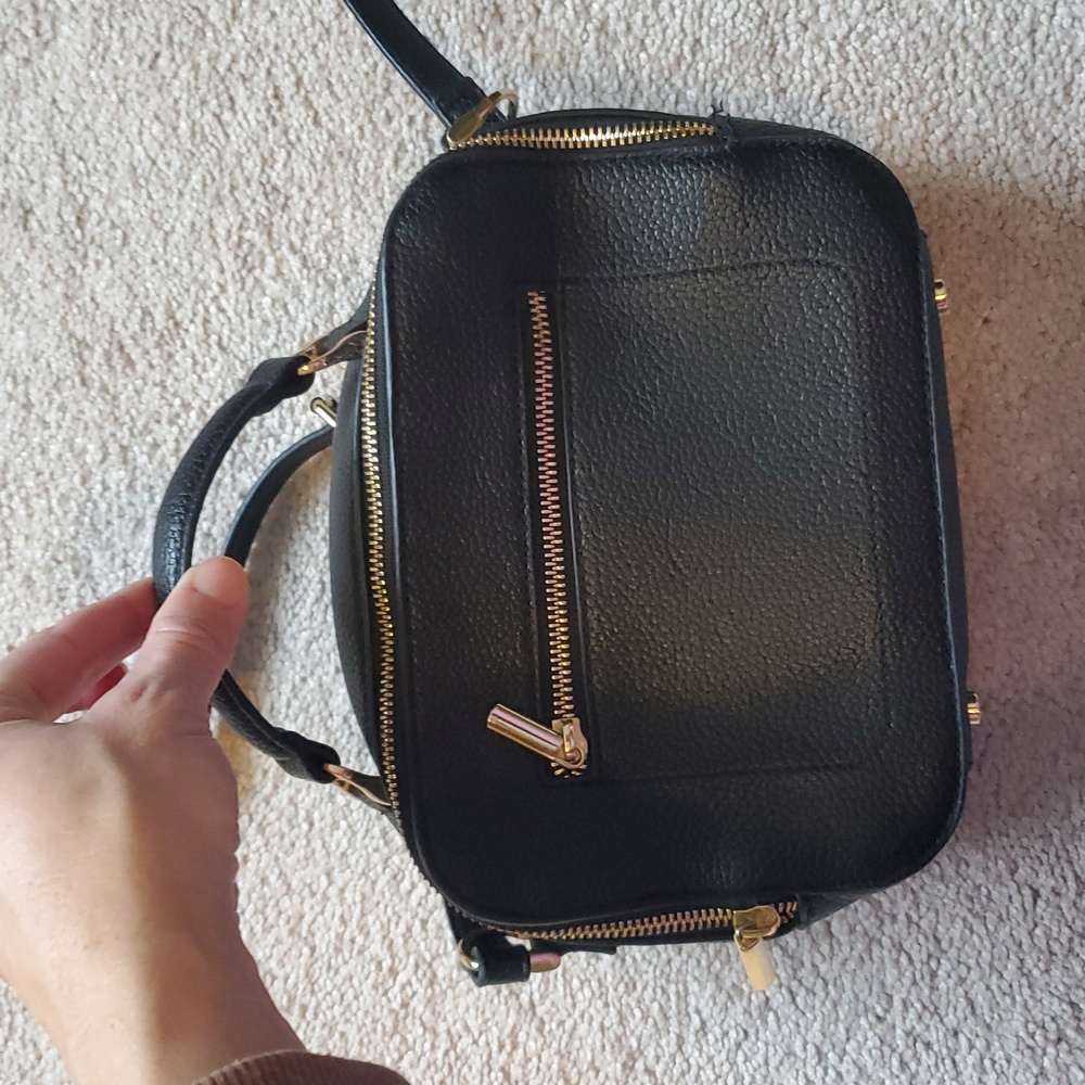 Black Crossbody Bag with Gold Accents - Picture 4 of 7